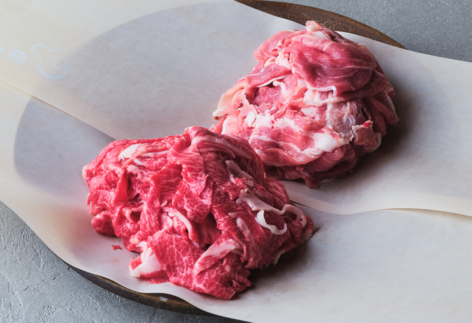 【お試し】国産黒毛和牛・国産豚:小間切れセット 各300g