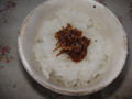 しらすと明太子の佃煮を炊きたての新米ごはんにのせて。