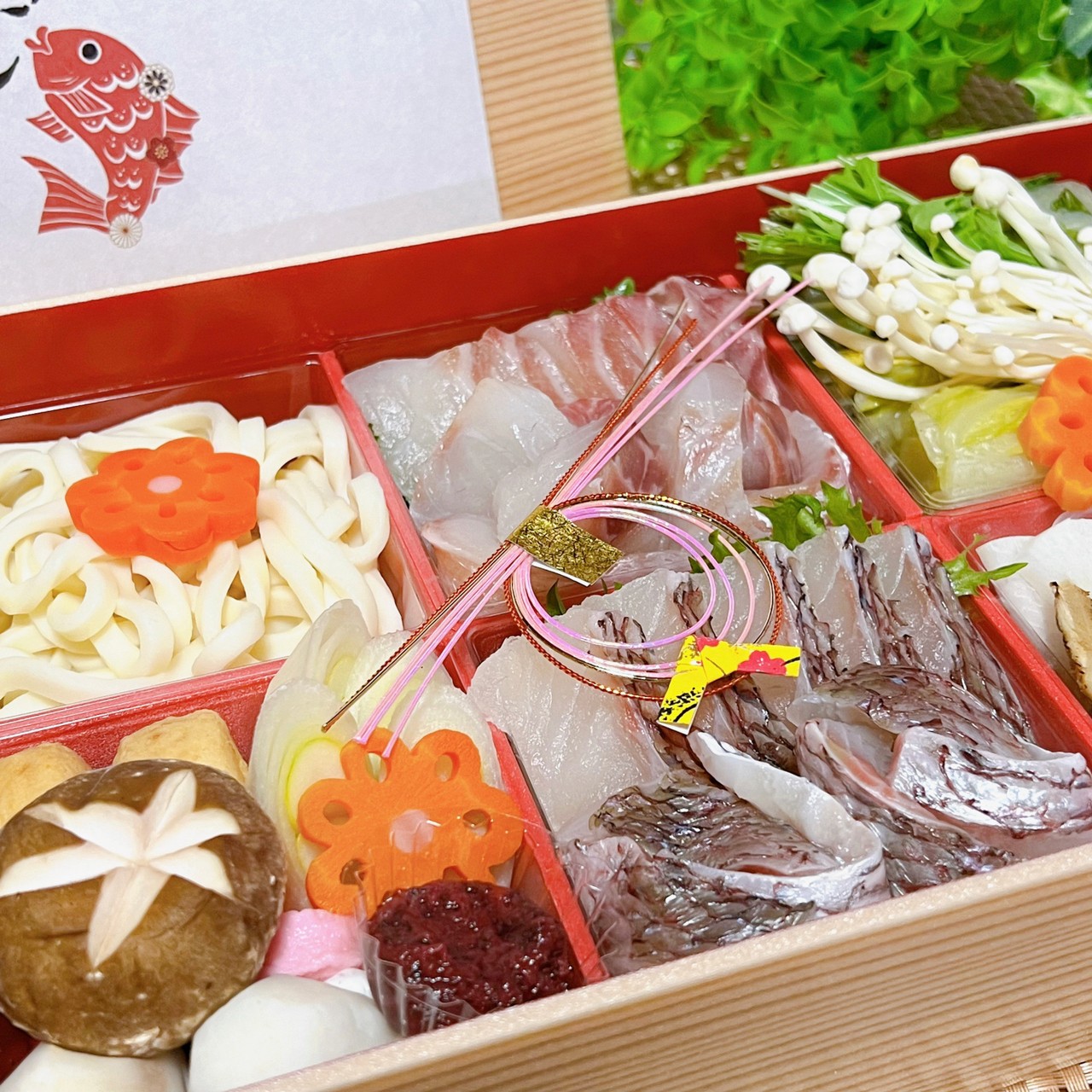 明石めで鯛や「めで鯛幸せの鯛しゃぶセット(2~3人前)」のお 明石めで鯛や「めで鯛幸せの鯛しゃぶセット(2~3人前)」のお