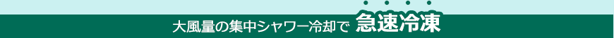 大風量の集中シャワー冷却で急速冷凍