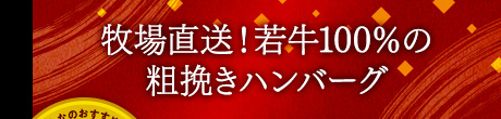 牧場直送！若牛100％の粗挽きハンバーグ