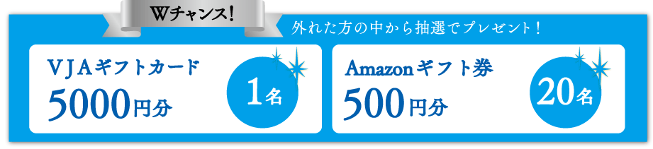 Wチャンス！外れた方の中から抽選でプレゼント！