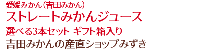 愛媛みかん（吉田みかん）ストレートみかんジュース　選べる3本セット ギフト箱入り/吉田みかんの産直ショップみずき