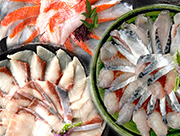 とろ地きんめ鯛、ぶり、旬の魚3種食べ比べセット（3～4人前) / 海鮮しゃぶしゃぶ九郎八
