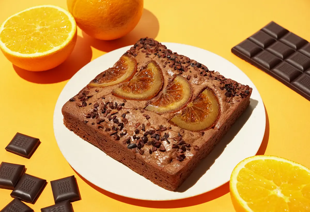 ブラウニーケーキ オレンジの画像