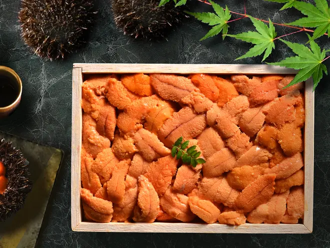 北海道 礼文・利尻島産「折詰エゾバフンウニ」木箱入り 90gのサブ画像