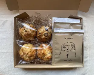 さくさくスコーンと珈琲ドリップバッグのセットの画像