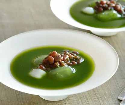 京都・東山茶寮 宇治抹茶冷やしぜんざい 水まんじゅう入り 4個入り