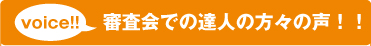 審査会での達人の方々の声！！