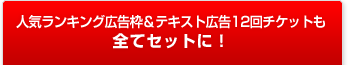 人気ランキング広告枠&テキスト広告12回チケットも全てセットに!