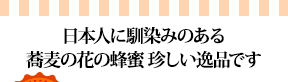日本人に馴染みのある
		蕎麦の花の蜂蜜 珍しい逸品です
