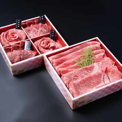 「肉箱2段重」近江牛・宮崎牛・厳選和牛食べ比べ計520gを詰合せ
