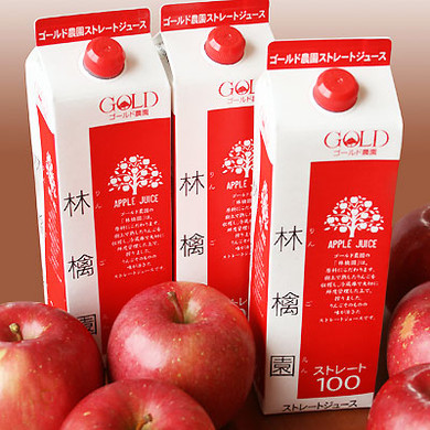 ストレートリンゴジュース「林檎園」　1,000ｇ×6本セット（箱入）