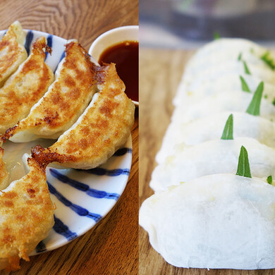 しそ餃子16個とくるむの餃子16個のセット（8コ入×4パック）特製タレ付き（焼き餃子用4個、水餃子用2個）