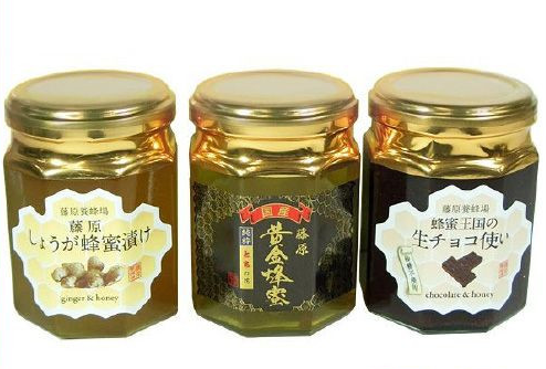 黄金蜂蜜の栃の花、蜂蜜で作ったチョコ、しょうが蜂蜜漬けのセット