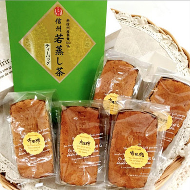 市田柿のパウンドケーキと信州若蒸し茶のセット 