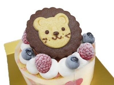 ライオンクッキー付き苺ムースケーキ [fr4-imlion]