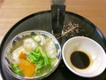 水餃子の漬けダレにラー油と合せて