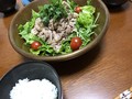 走る豚バラスライスの甘酢ゴマダレサラダ