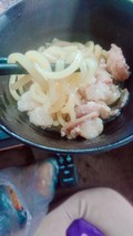 ちゃんぽんめん茹でると太くなりました