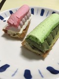 いちごと抹茶の断面