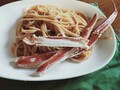 贅沢に焼きガニを添えて