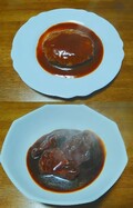 上：ハンバーグ　下：ビーフ赤ワイン煮込み