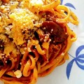 パスタ、ソース、粉チーズの相性抜群