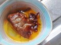 上質のお肉を卵で絡めて