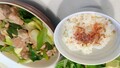 出汁で作った鶏肉煮、鰹ふりかけごはん