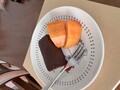 レンジで温めて柿を添えて