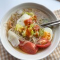 水キムチと辛味ダレをプラスで味変。
