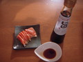 サーモンもお刺身を「旨」醤油で。とても美味しかった。今度はかつおの刺身を「香」醤油で食べたいな