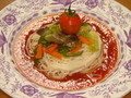 ケチャップを冷製ソースにした素麺です。