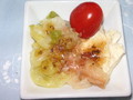 春キャベツとお豆腐の温サラダに大葉のジュレポン酢をかけて